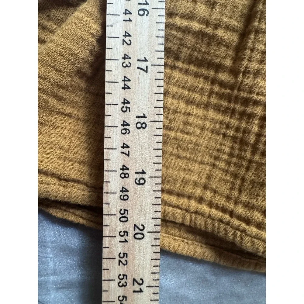 Old Navy 100% Cotton Gauze Peasant‎ Top Gold Mustard Off Shoulder Boho L